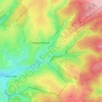 Carte topographique Halenfeld, altitude, relief