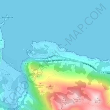Carte topographique Islares, altitude, relief