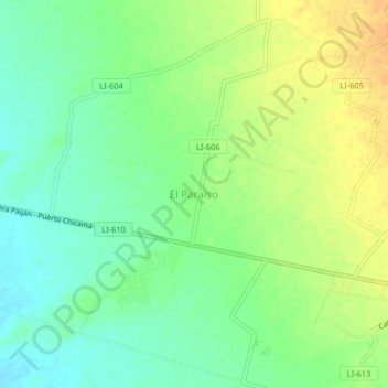 Carte topographique El Paraíso, altitude, relief