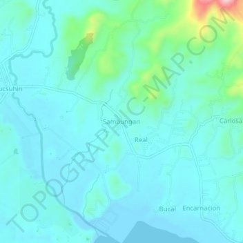 Carte topographique Sambungan, altitude, relief