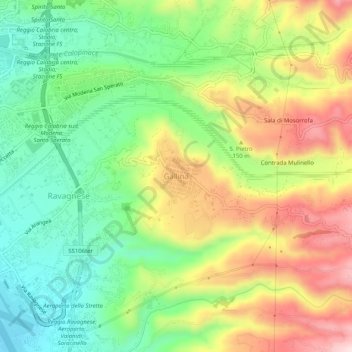 Carte topographique Gallina, altitude, relief