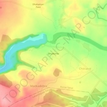 Carte topographique Dhurkonta, altitude, relief