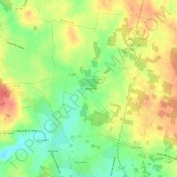 Carte topographique La Devignère, altitude, relief