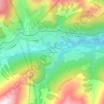 Carte topographique Surrein (Tujetsch), altitude, relief