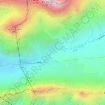 Carte topographique Albulapass, altitude, relief