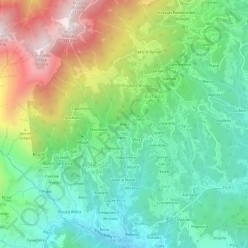 Carte topographique Frieri, altitude, relief