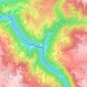 Carte topographique Leth, altitude, relief