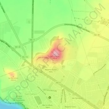 Carte topographique El Coyotepe, altitude, relief