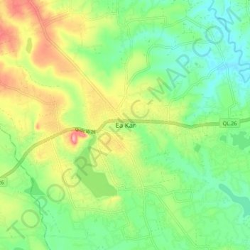 Carte topographique Ea Kar, altitude, relief
