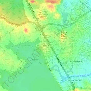 Carte topographique Himayath Sagar, altitude, relief