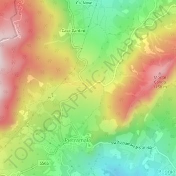 Carte topographique Passo della Raticosa, altitude, relief