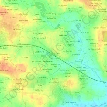 Carte topographique La Pierre Blanche, altitude, relief