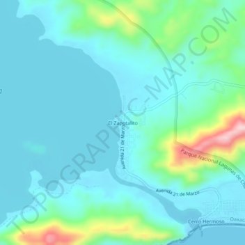 Carte topographique El Zapotalito, altitude, relief