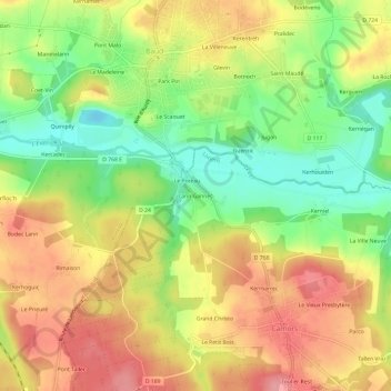 Carte topographique Lann Gannec, altitude, relief