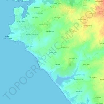 Carte topographique Kerlaeron, altitude, relief