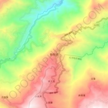 Carte topographique 新街镇, altitude, relief