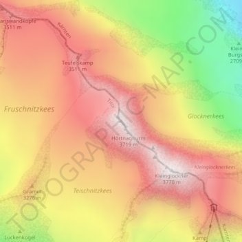 Carte topographique Pöschlturm, altitude, relief