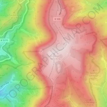 Carte topographique Schliffkopf, altitude, relief