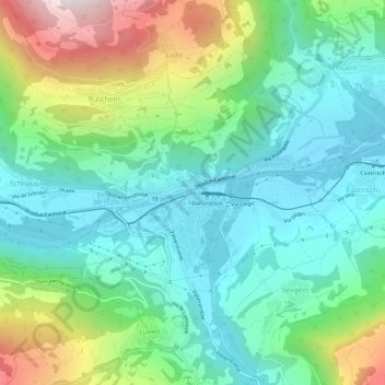 Carte topographique Ilanz, altitude, relief