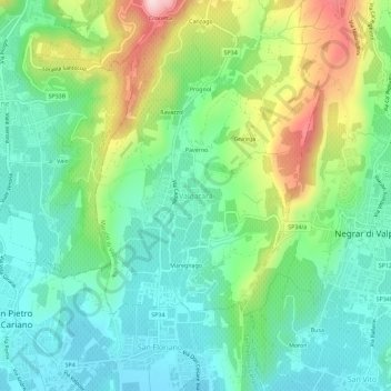 Carte topographique Valgatara, altitude, relief