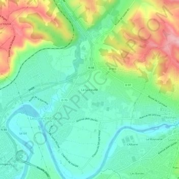 Carte topographique La Guiraudié, altitude, relief