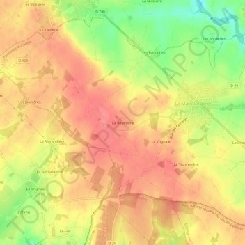 Carte topographique La Roussière, altitude, relief