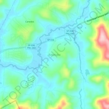 Carte topographique Batatuba, altitude, relief