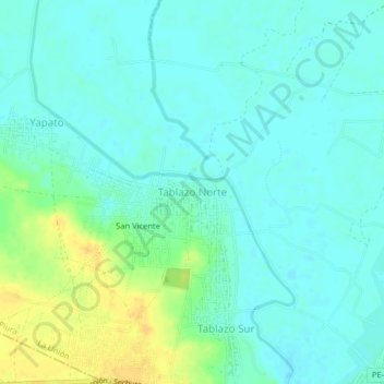 Carte topographique Tablazo Norte, altitude, relief