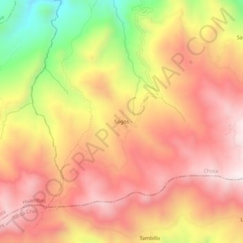 Carte topographique Sogos, altitude, relief