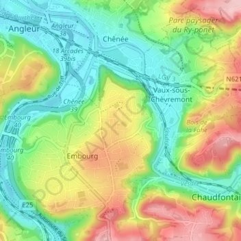Carte topographique Mehagne, altitude, relief