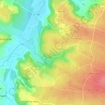 Carte topographique Fonvielle, altitude, relief