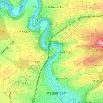 Carte topographique Kleinhegnach, altitude, relief