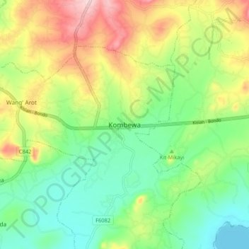 Carte topographique Kombewa, altitude, relief