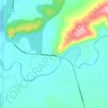 Carte topographique Aurora Lodge, altitude, relief