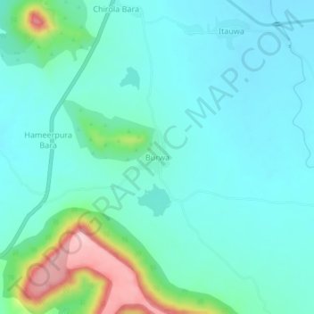 Carte topographique Burwa, altitude, relief