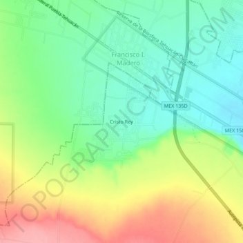 Carte topographique Cristo Rey, altitude, relief
