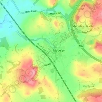 Carte topographique The Moss, altitude, relief