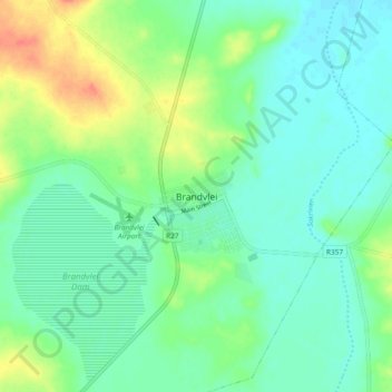 Carte topographique Brandvlei, altitude, relief