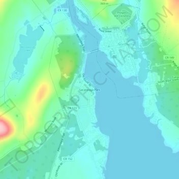 Carte topographique Sacandaga Park, altitude, relief