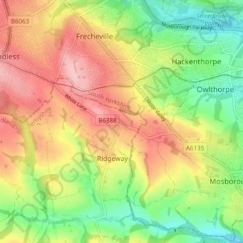 Carte topographique Highlane, altitude, relief