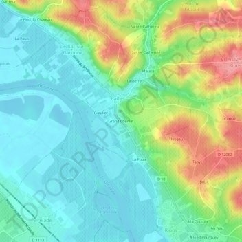Carte topographique Grand Chemin, altitude, relief