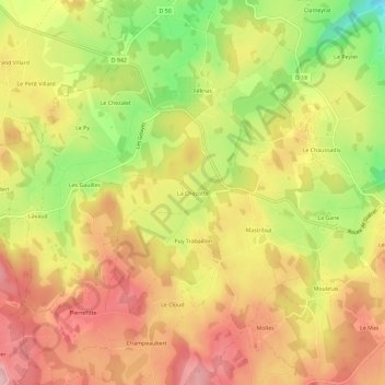Carte topographique La Chezotte, altitude, relief