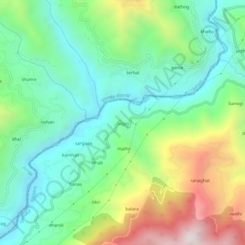 Carte topographique Gajyo, altitude, relief