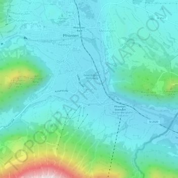 Carte topographique Steinach, altitude, relief