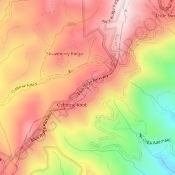 Carte topographique Osborne Knob, altitude, relief