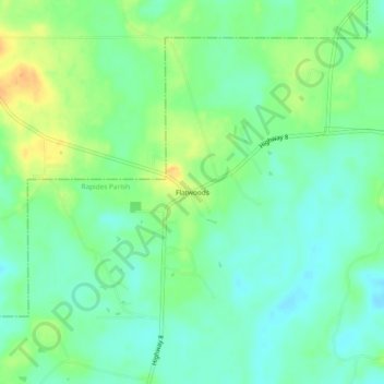 Carte topographique Flatwoods, altitude, relief