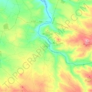 Carte topographique el Cogul, altitude, relief