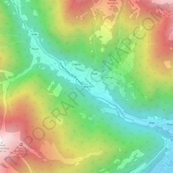 Carte topographique Pracorno, altitude, relief