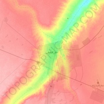 Carte topographique Hafar Al-Batin, altitude, relief
