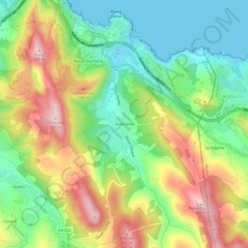 Carte topographique Baltezana, altitude, relief